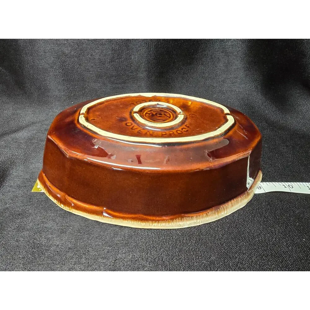 McCoy Pottery Oven Proof Brown Drip Oval Appetizer Veggie Serving Bowl 7071 USA